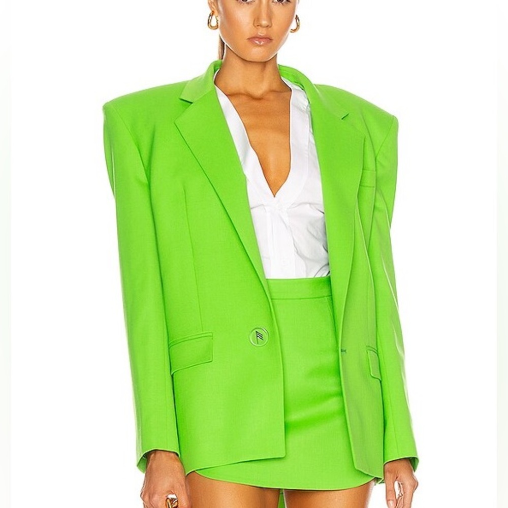 💚 THE ATTICO NWT lime green shoulder pad blazer size 36 💚